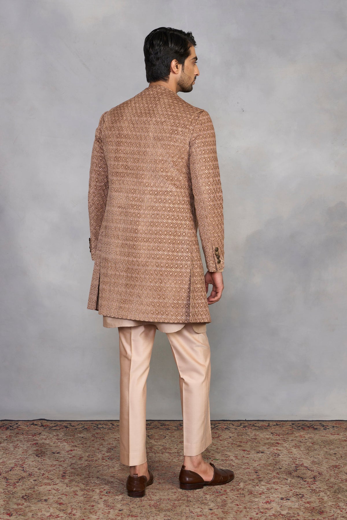 Gargee Designer's Shagufta Hazelnut Indowestern Set Gargee