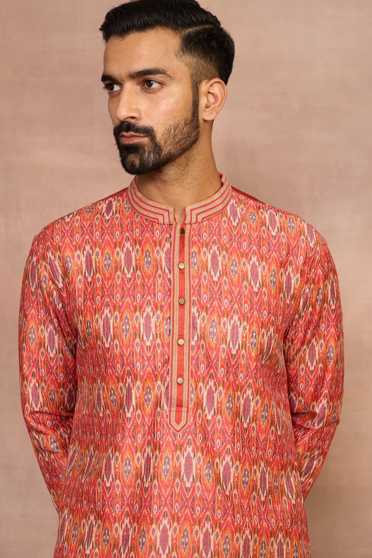 Gargee Designer's Farishta Orange Ikat Kurta Set Gargee