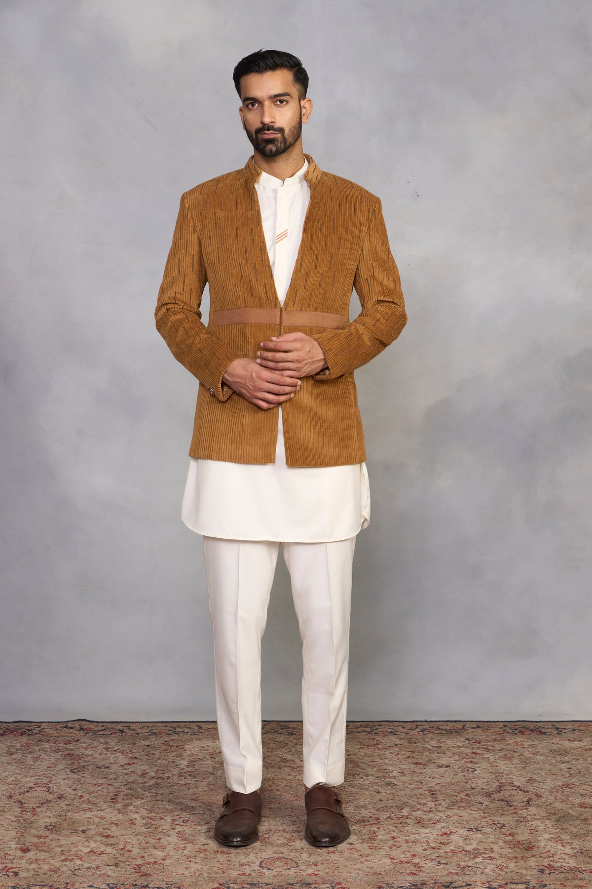 Gargee Designer's Ashk Camel Jodhpuri Set Gargee