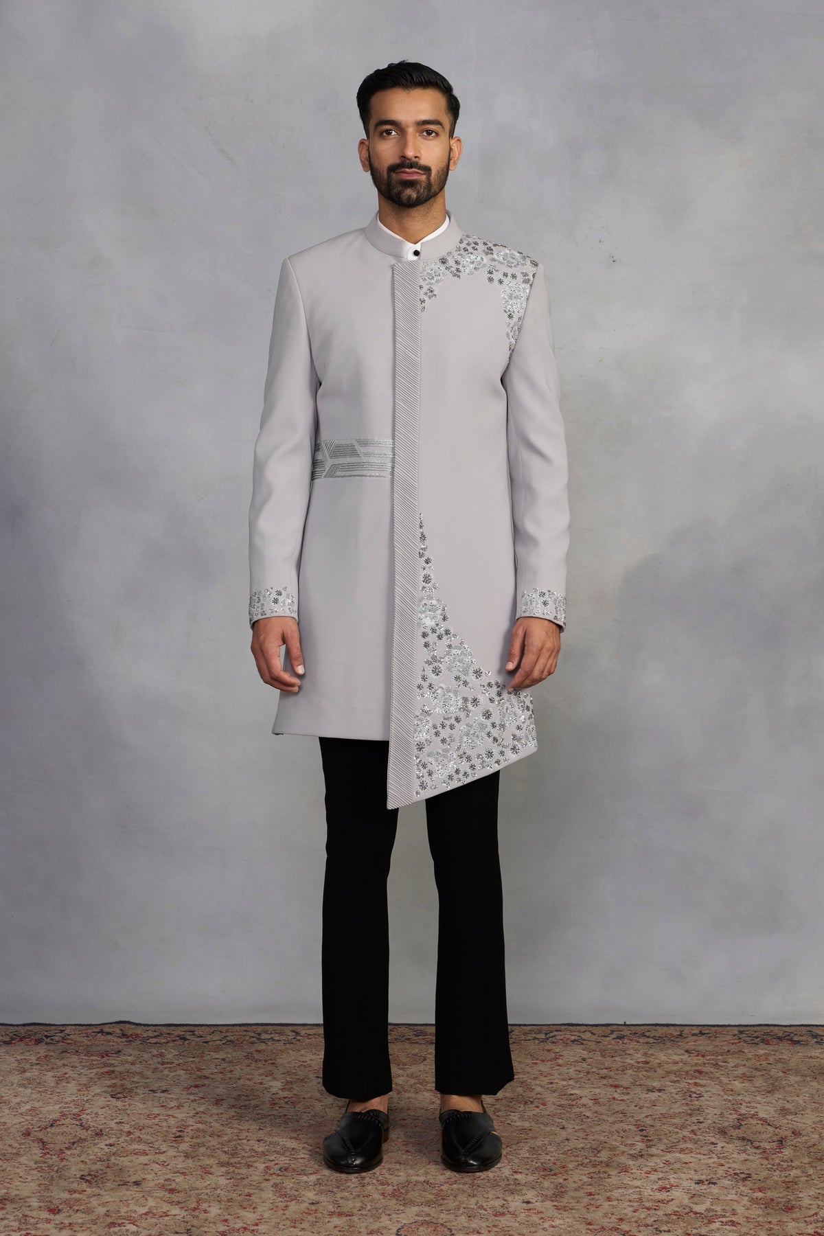 Gargee Designer's Rasleela Grey Indowestern Set Gargee