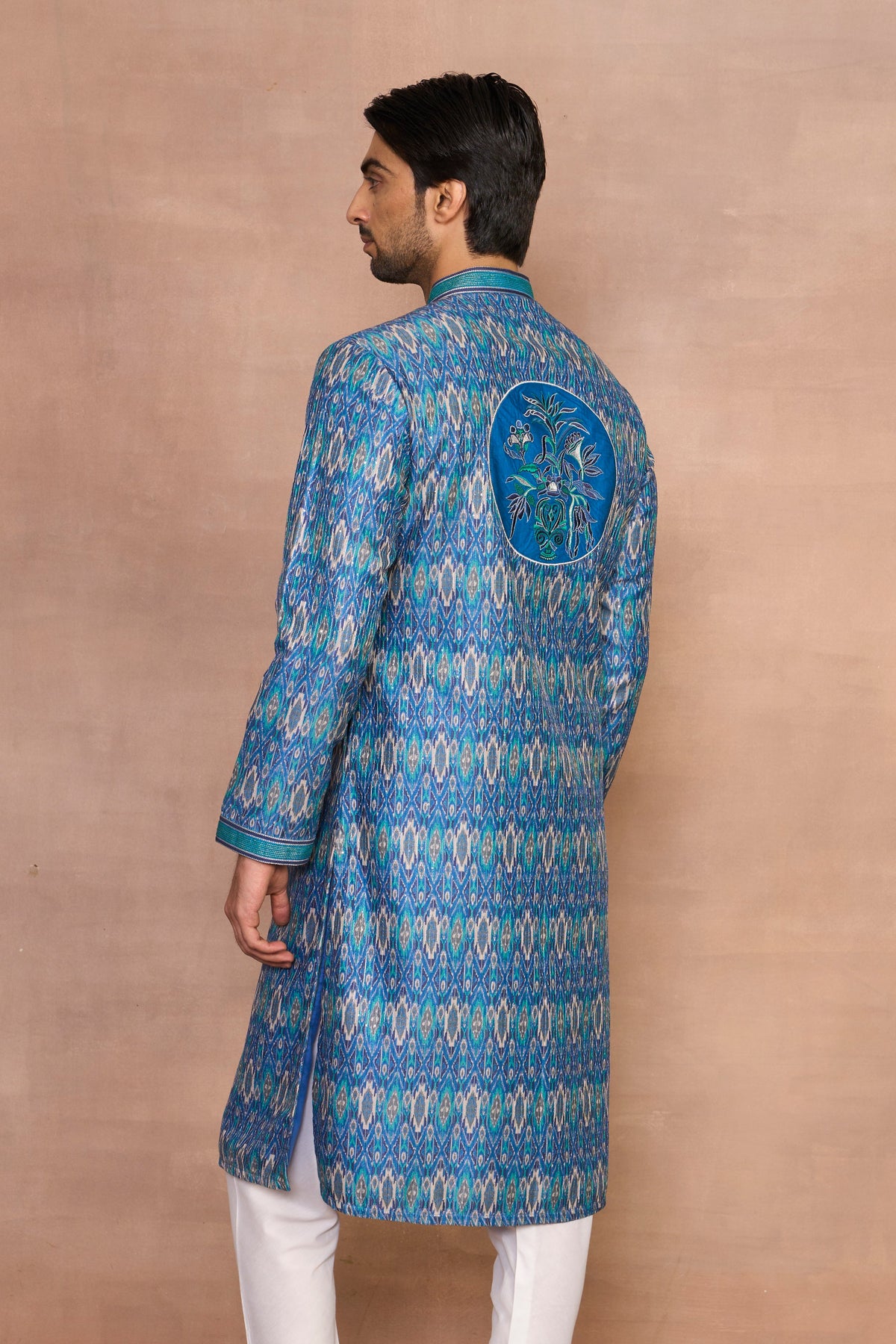 Gargee Designer's Razaak Aqua Ikat Kurta Set Gargee