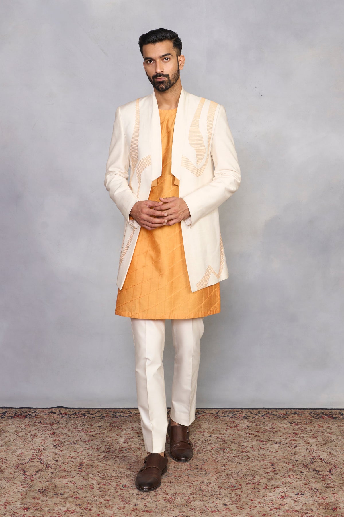 Gargee Designer's Nazara Turmeric Indowestern Set Gargee