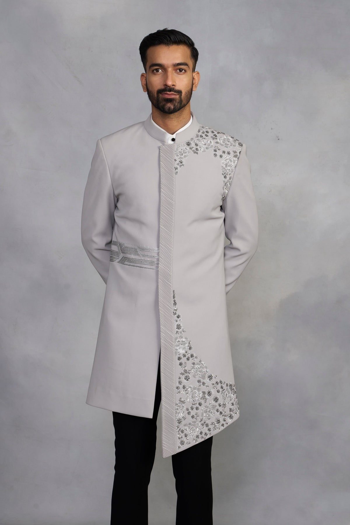 Gargee Designer's Rasleela Grey Indowestern Set Gargee