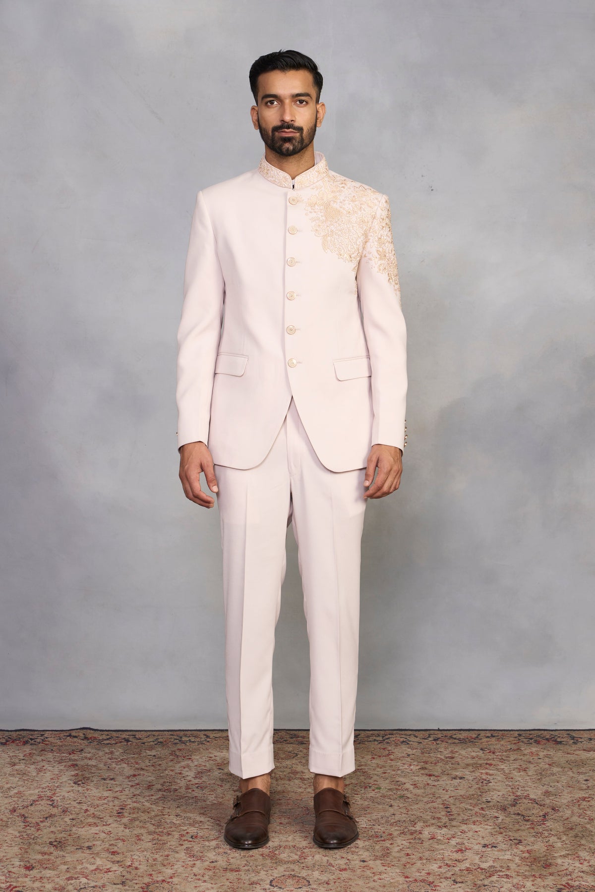 Gargee Designer's Mehtab Peach Jodhpuri Set Gargee