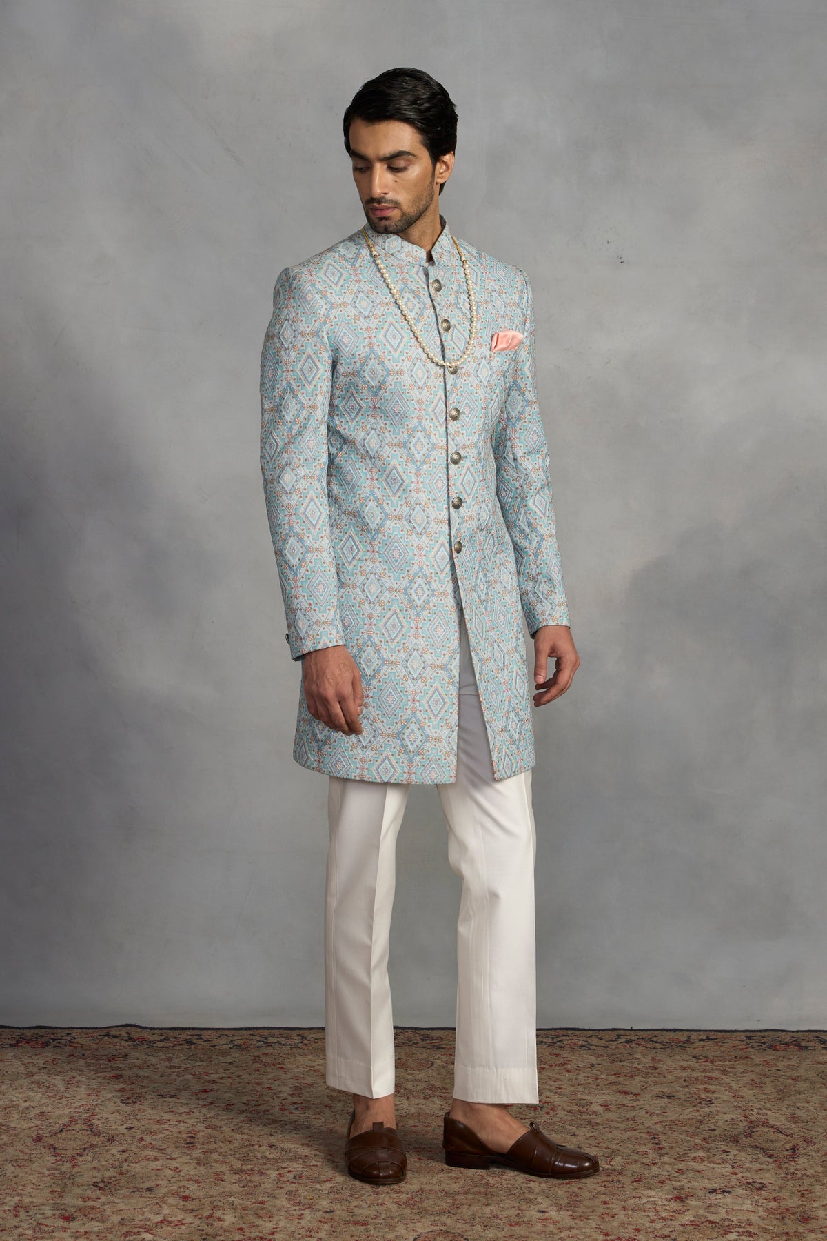 Gargee Designer's Mureed Aqua Indowestern Set Gargee