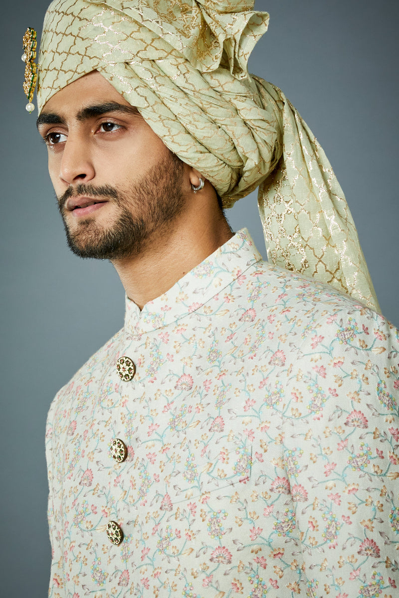 Gargee Designer's FLORAL EMBROIDERED SHERWANI SET Gargee