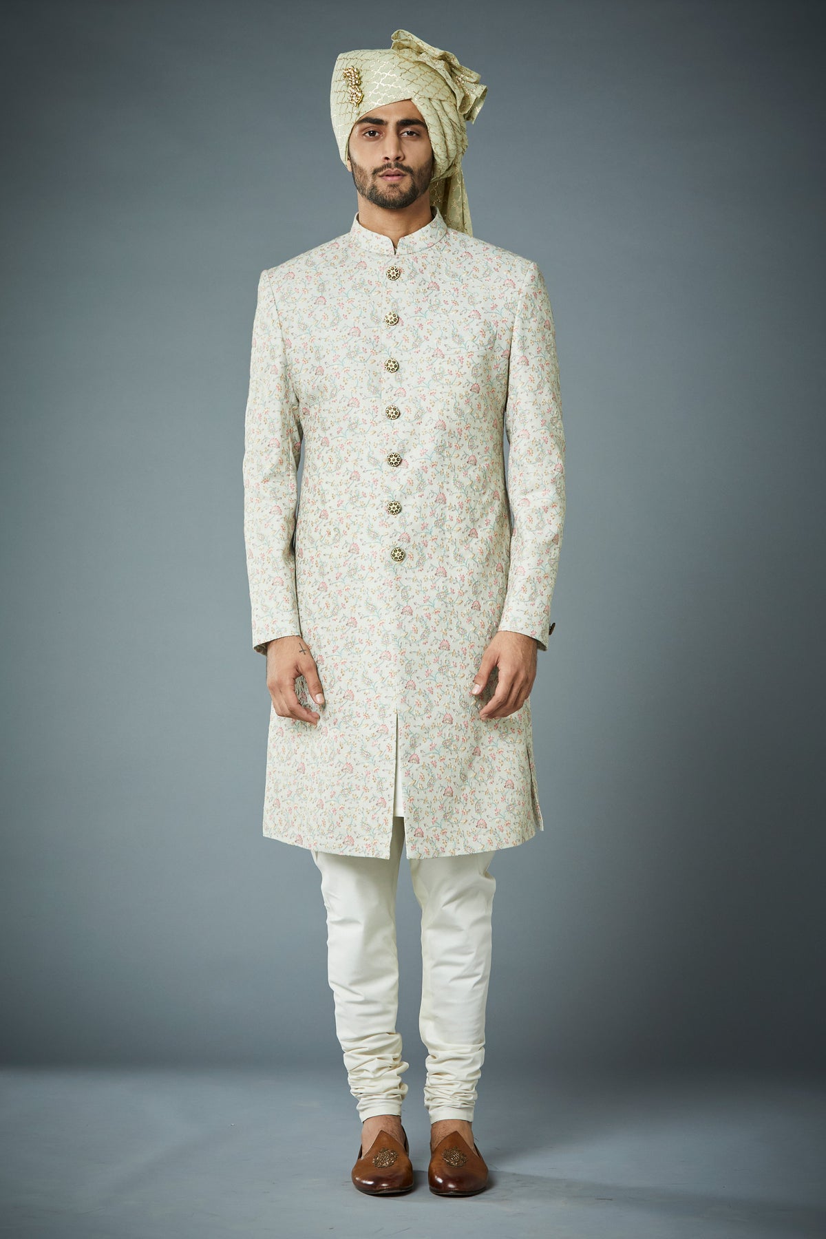Gargee Designer's FLORAL EMBROIDERED SHERWANI SET Gargee