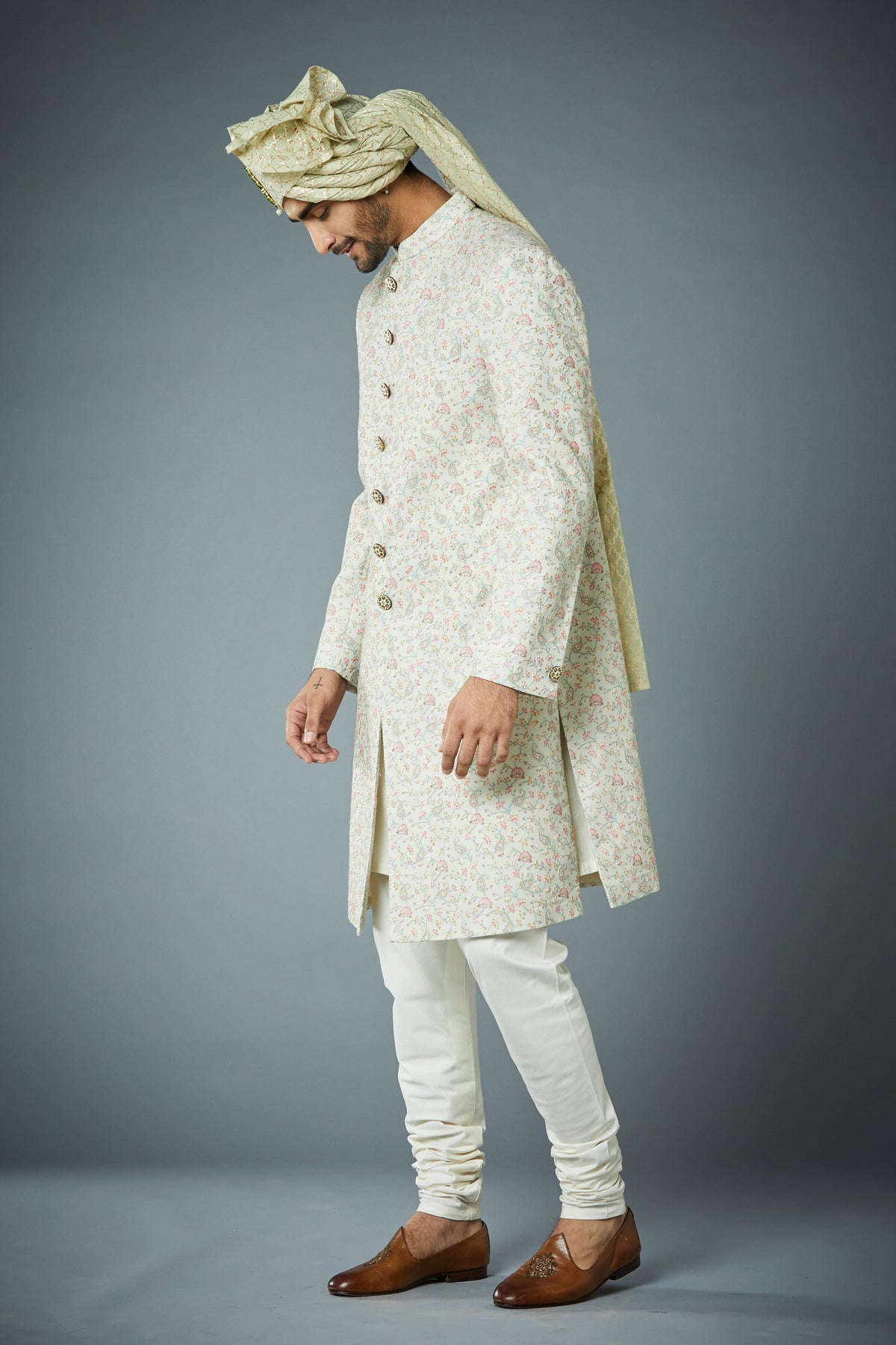 Gargee Designer's FLORAL EMBROIDERED SHERWANI SET Gargee