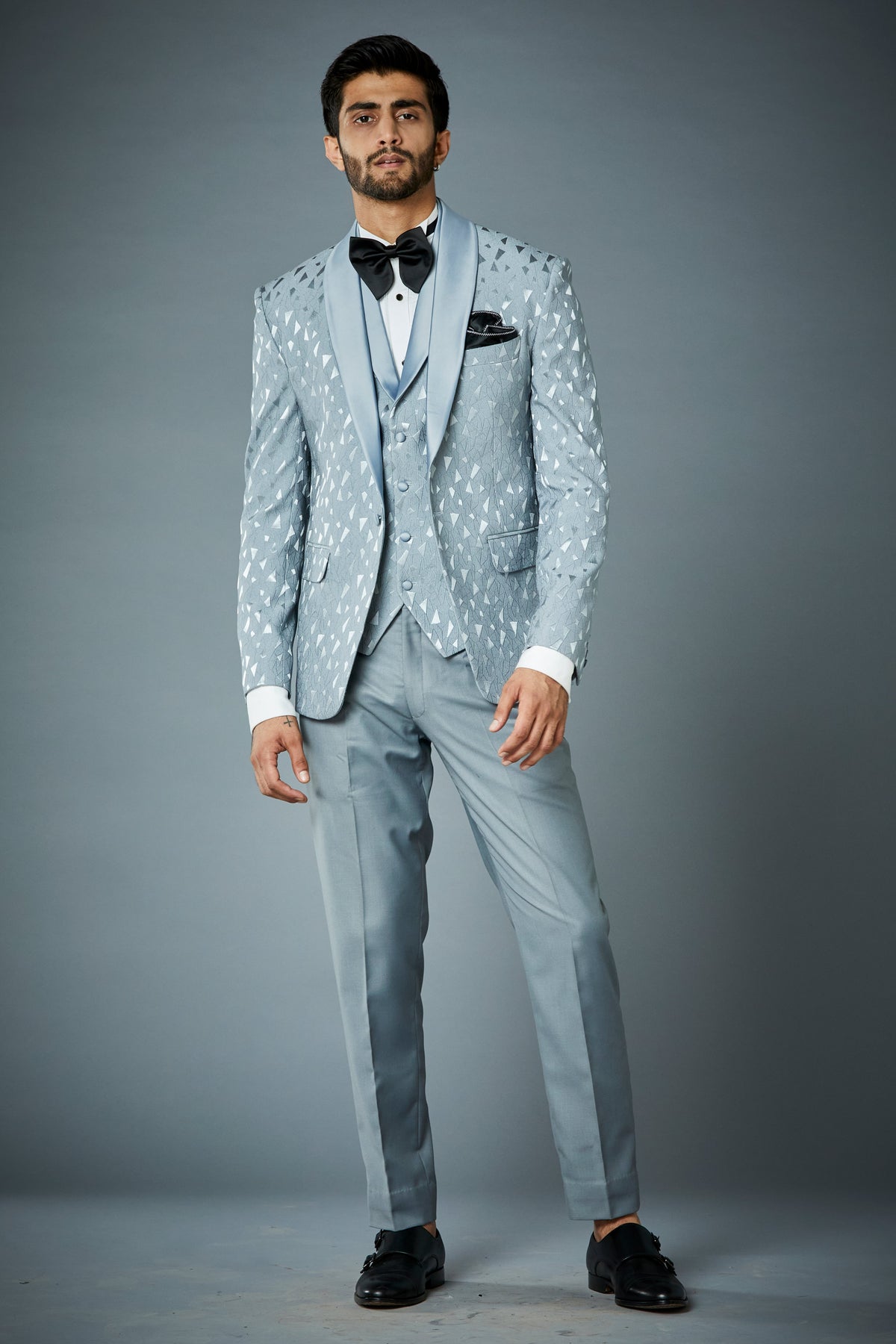 Gargee Designer's OXFORD APPLIC EMBROIDERED TUXEDO SET Gargee