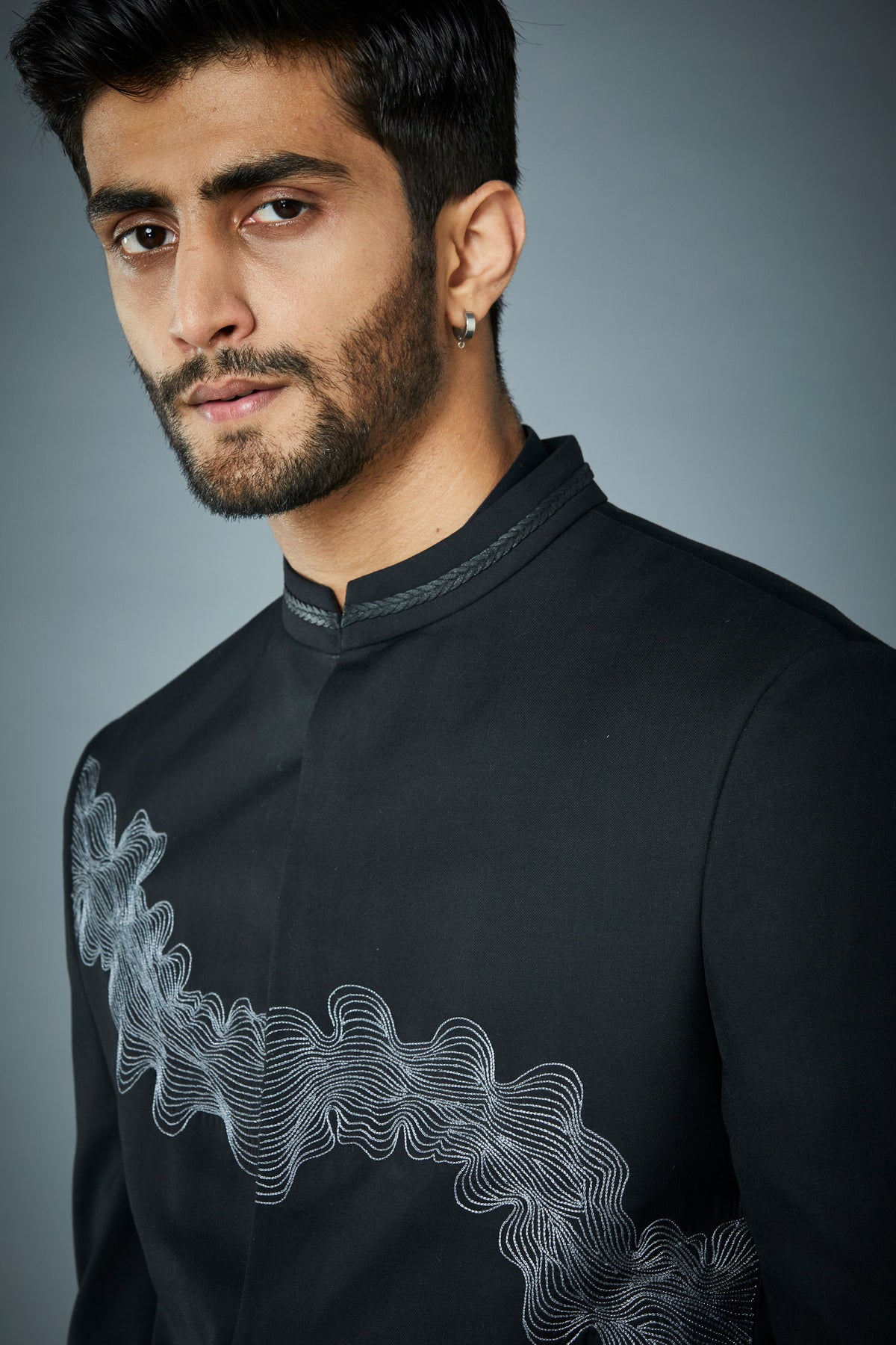 Gargee Designer's BLACK FLOWEY EMBROIDERED JODHPURI SET Gargee