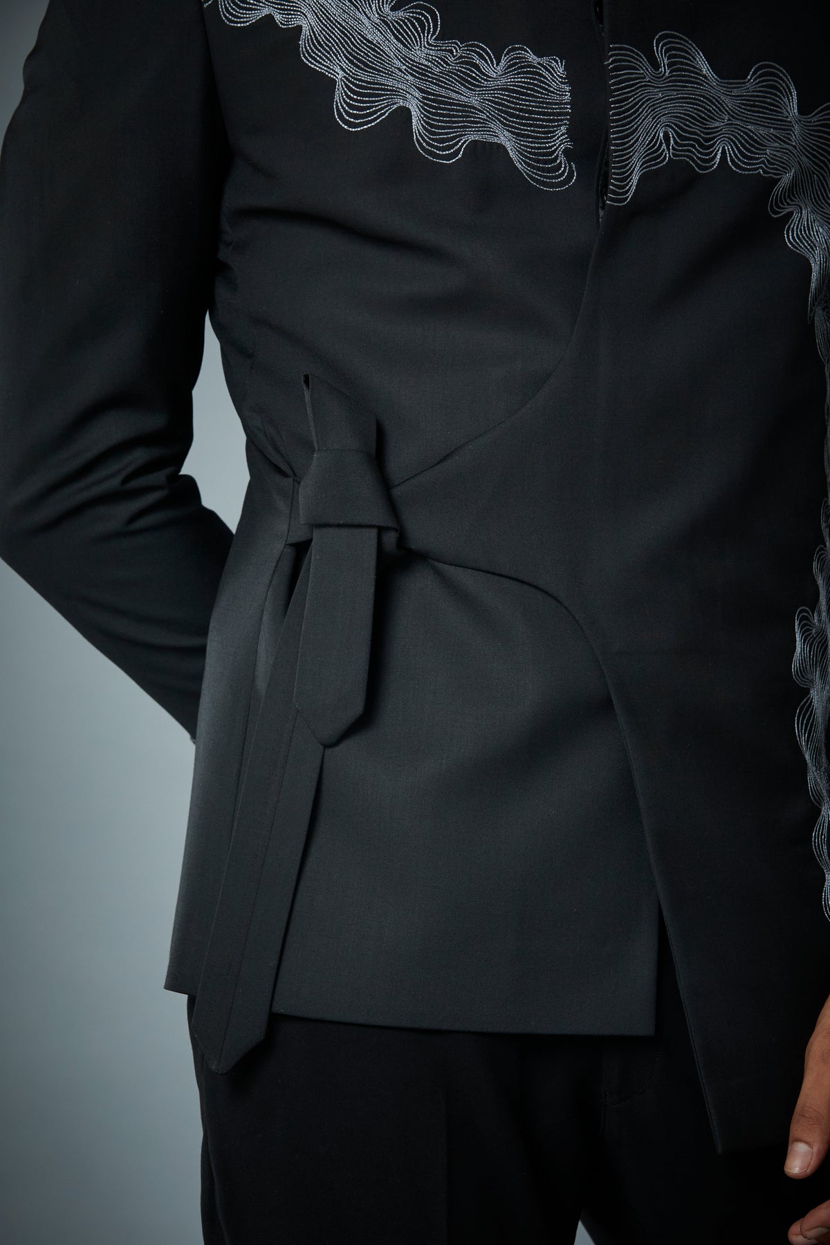 Gargee Designer's BLACK FLOWEY EMBROIDERED JODHPURI SET Gargee
