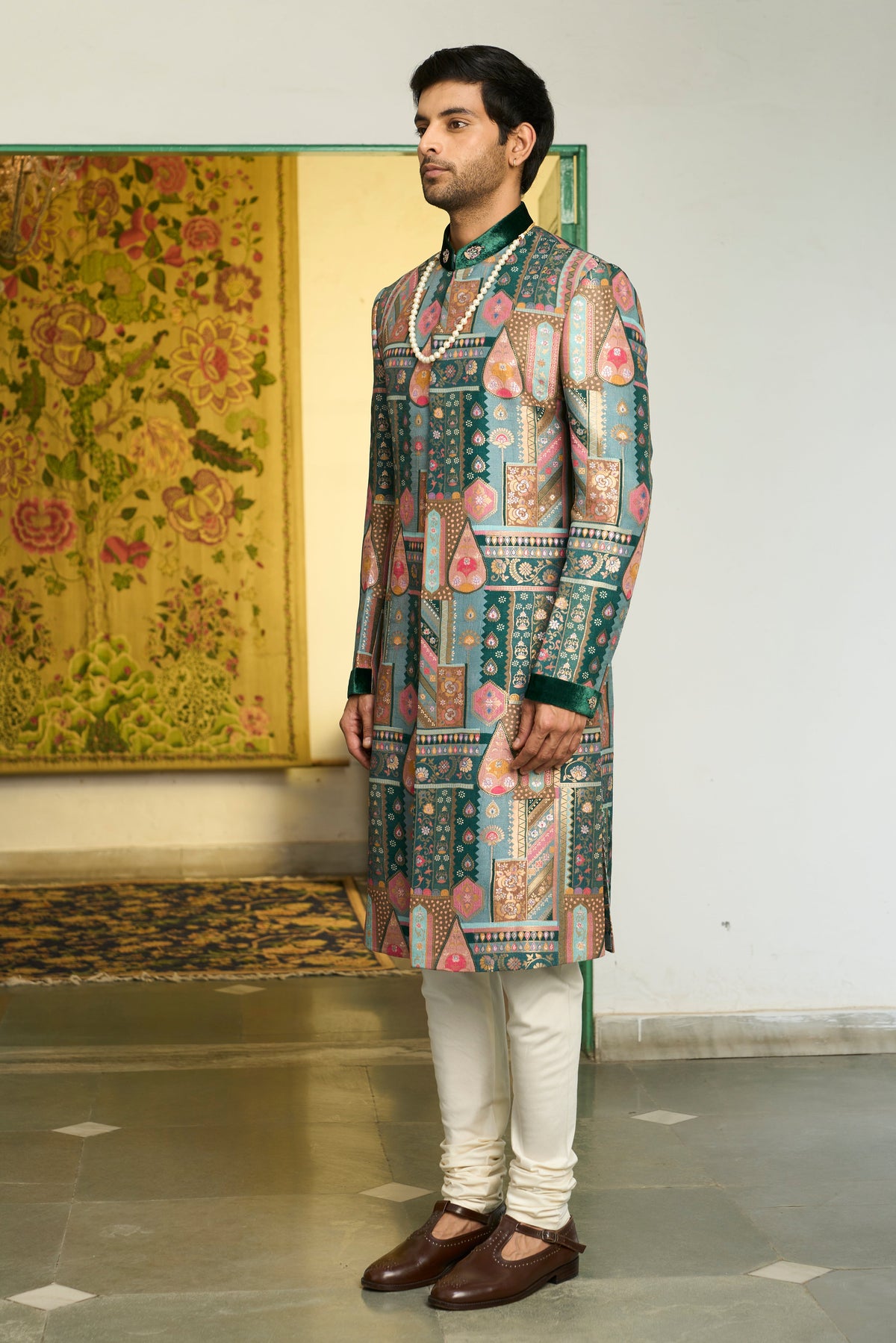Gargee Designer's Panna Gulfam Sherwani Set Gargee Designer
