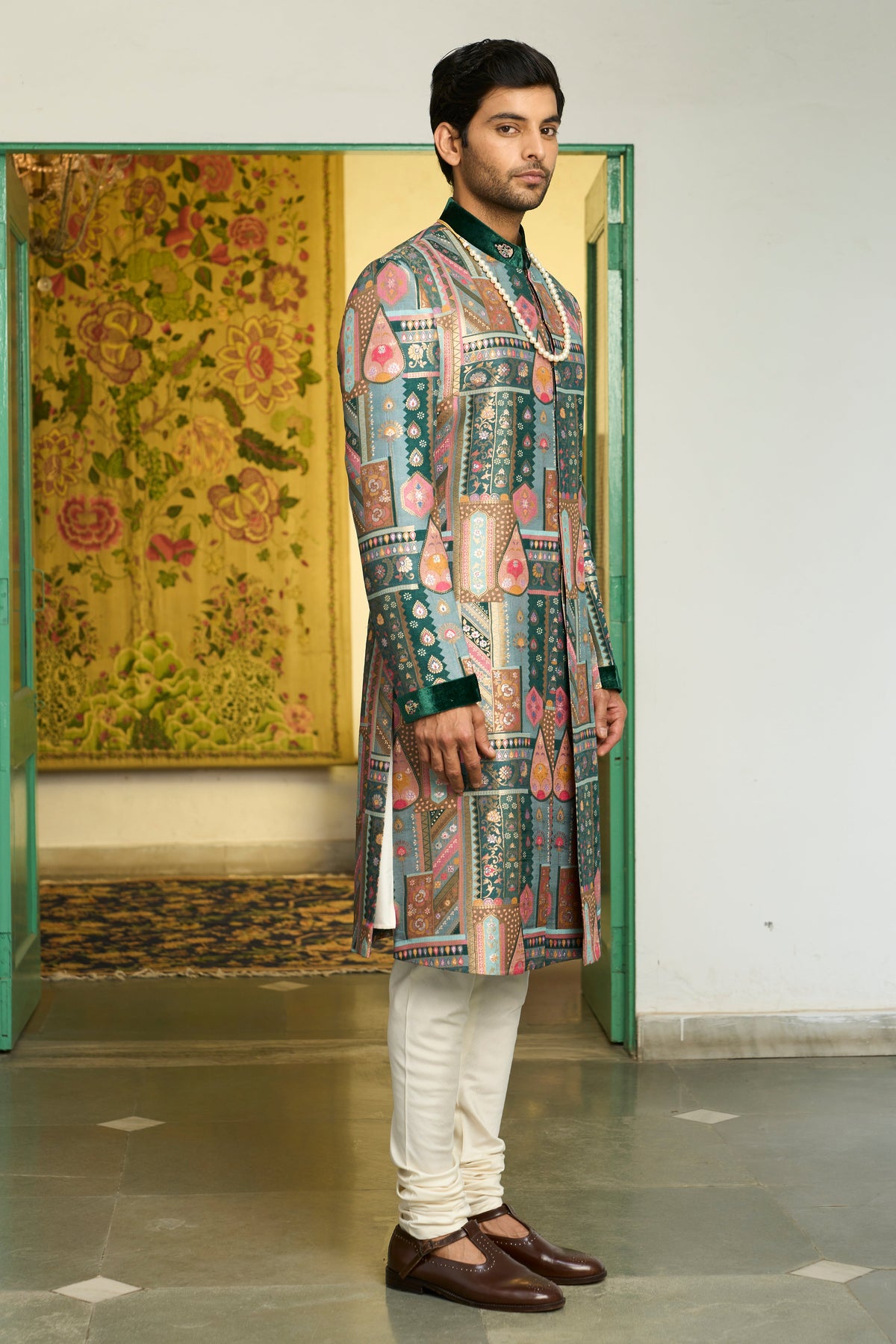 Gargee Designer's Panna Gulfam Sherwani Set Gargee Designer