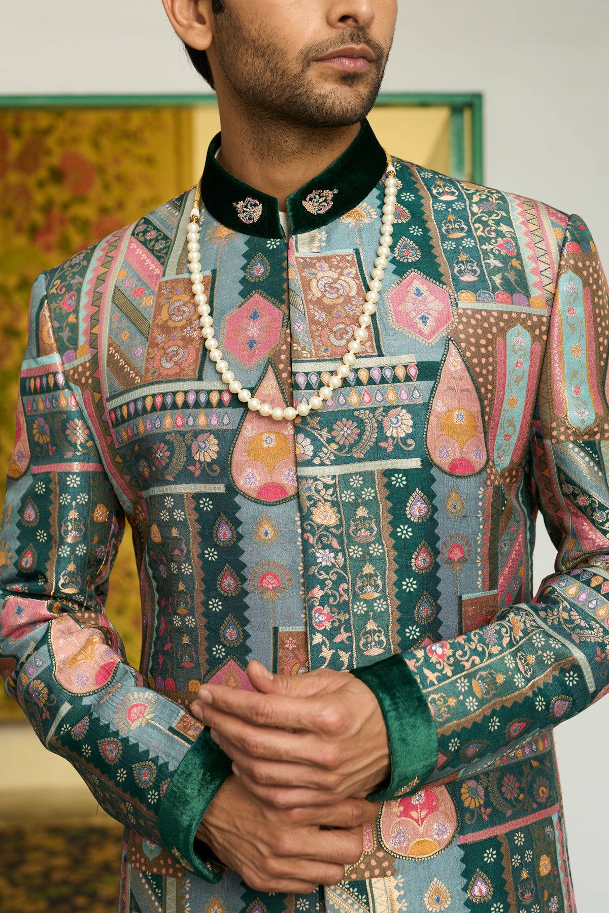 Gargee Designer's Panna Gulfam Sherwani Set Gargee Designer