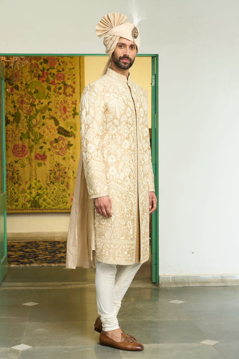 Gargee Designer's Badami Kundan Sherwani Set Gargee Designer