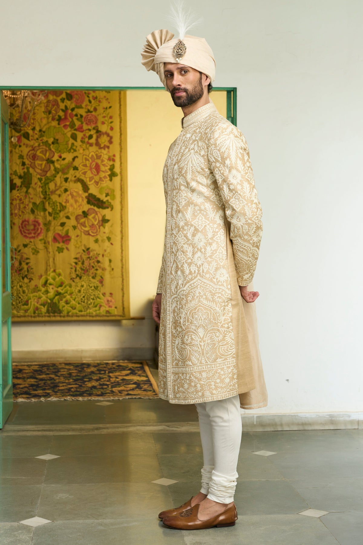 Gargee Designer's Badami Kundan Sherwani Set Gargee Designer