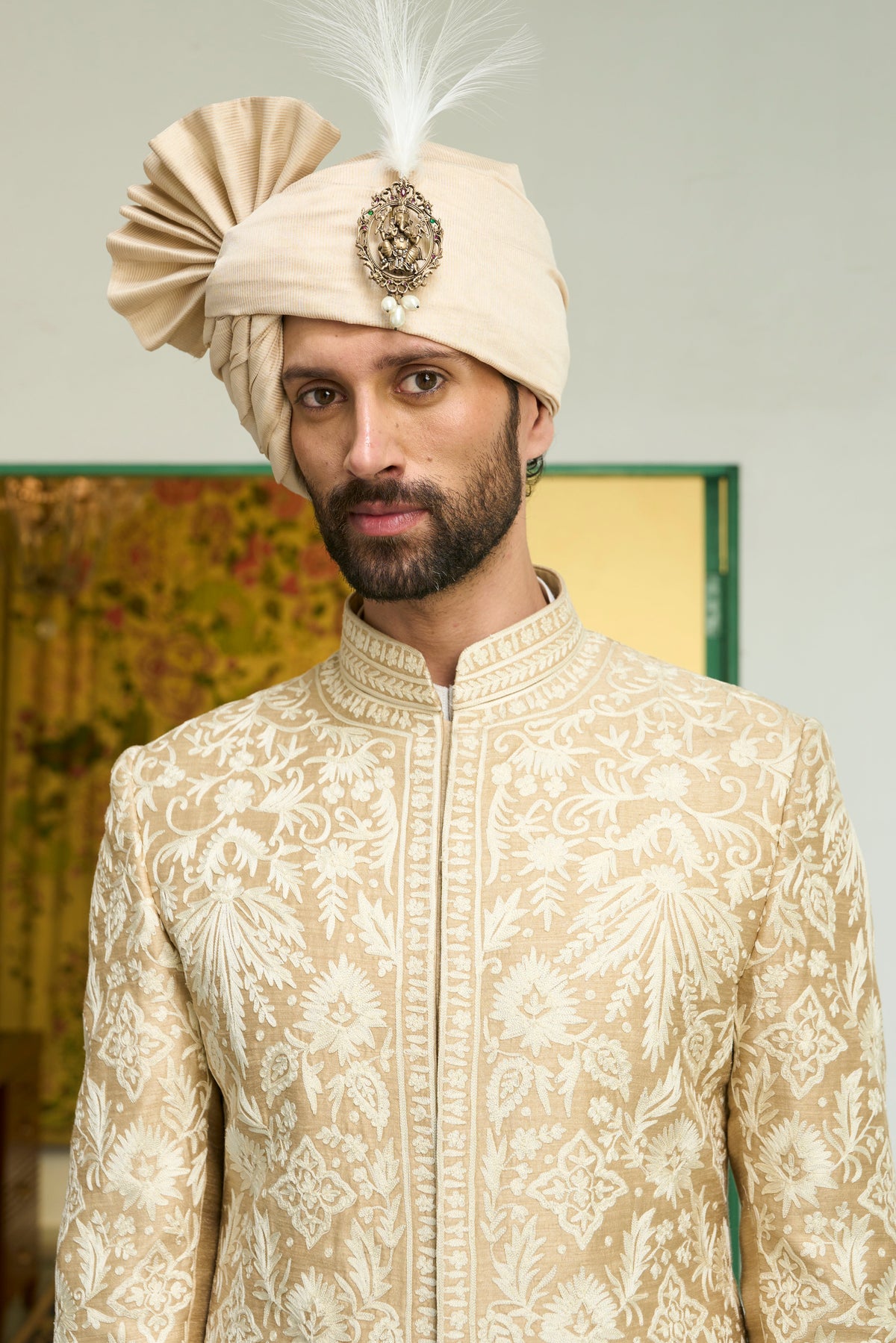 Gargee Designer's Badami Kundan Sherwani Set Gargee Designer
