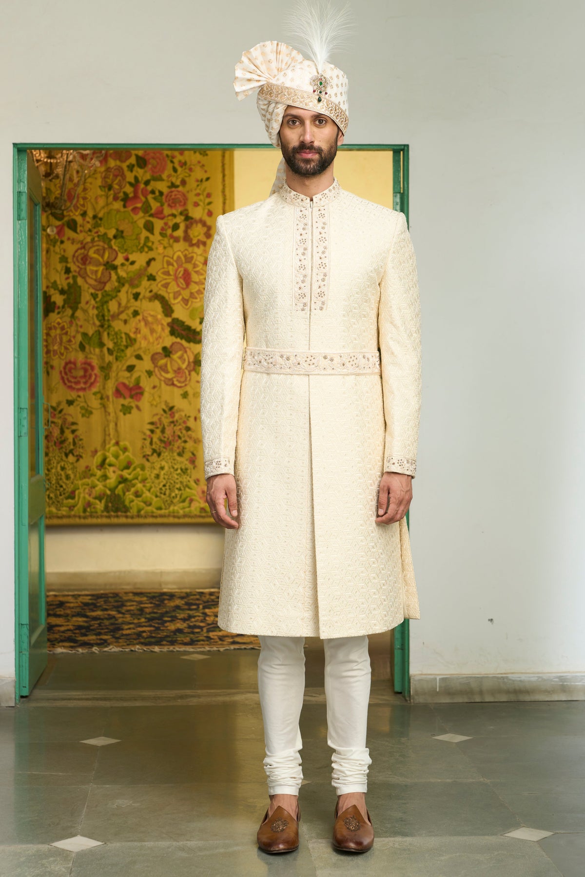 Gargee Designer's Mogra Ojal Sherwani Set Gargee Designer
