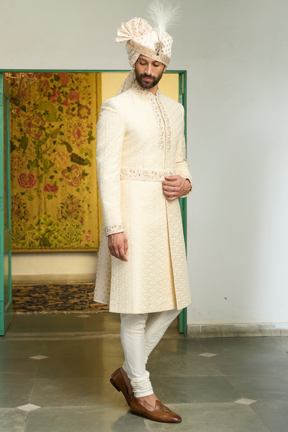 Gargee Designer's Mogra Ojal Sherwani Set Gargee Designer