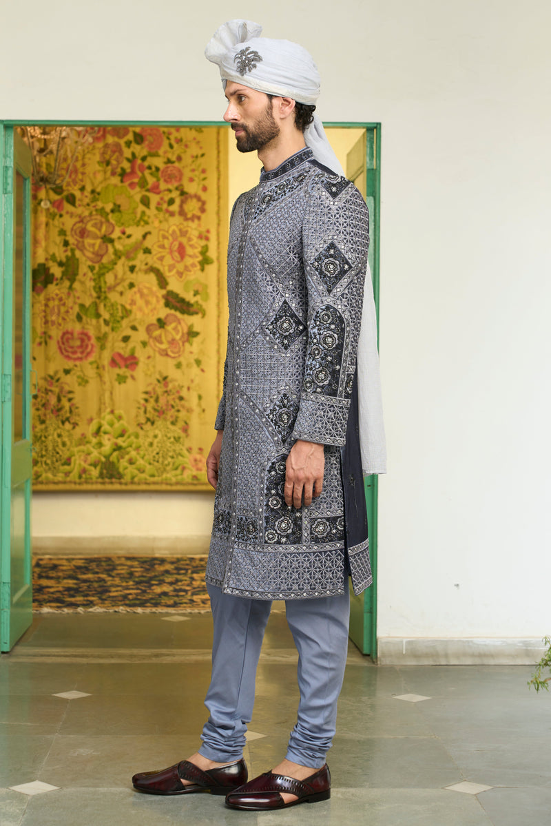 Gargee Designer's Neeli Booti Sherwani Set Gargee Designer