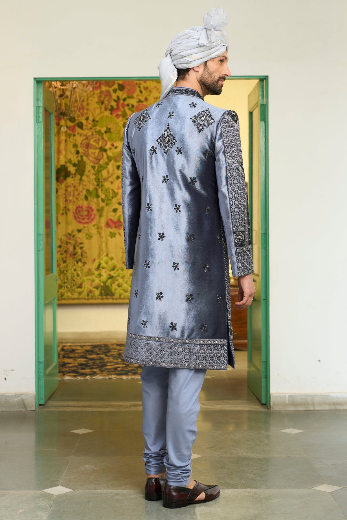 Gargee Designer's Neeli Booti Sherwani Set Gargee Designer