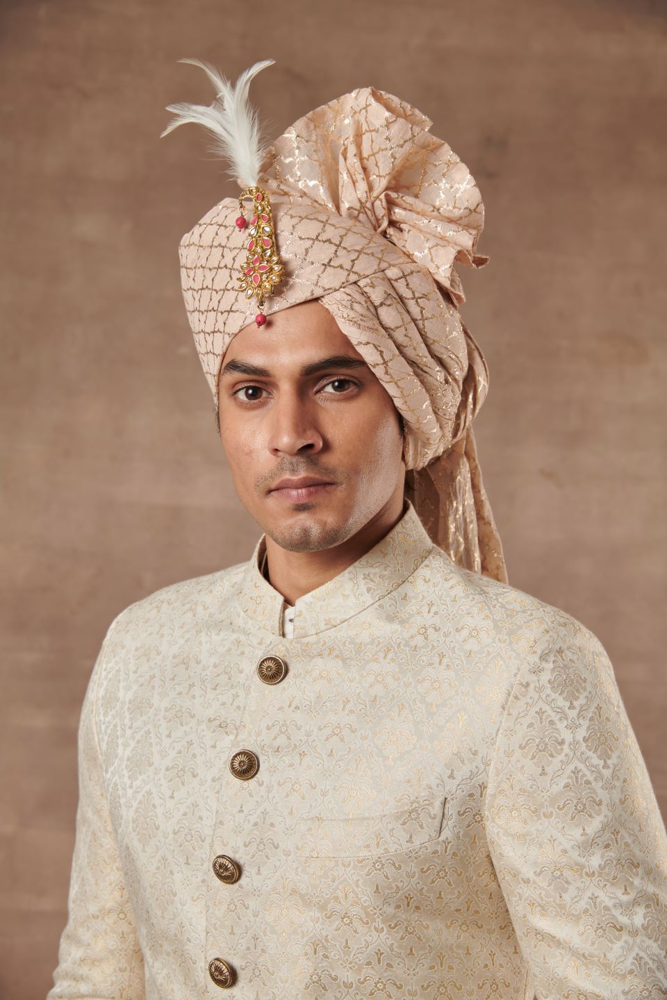 IVORY BROCADE SHERWANI SET 4