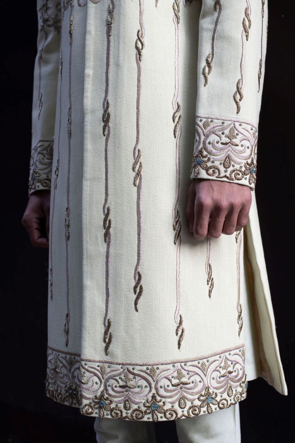 Gargee Designer's MINT SILK EMBROIDERED SHERWANI SET Gargee