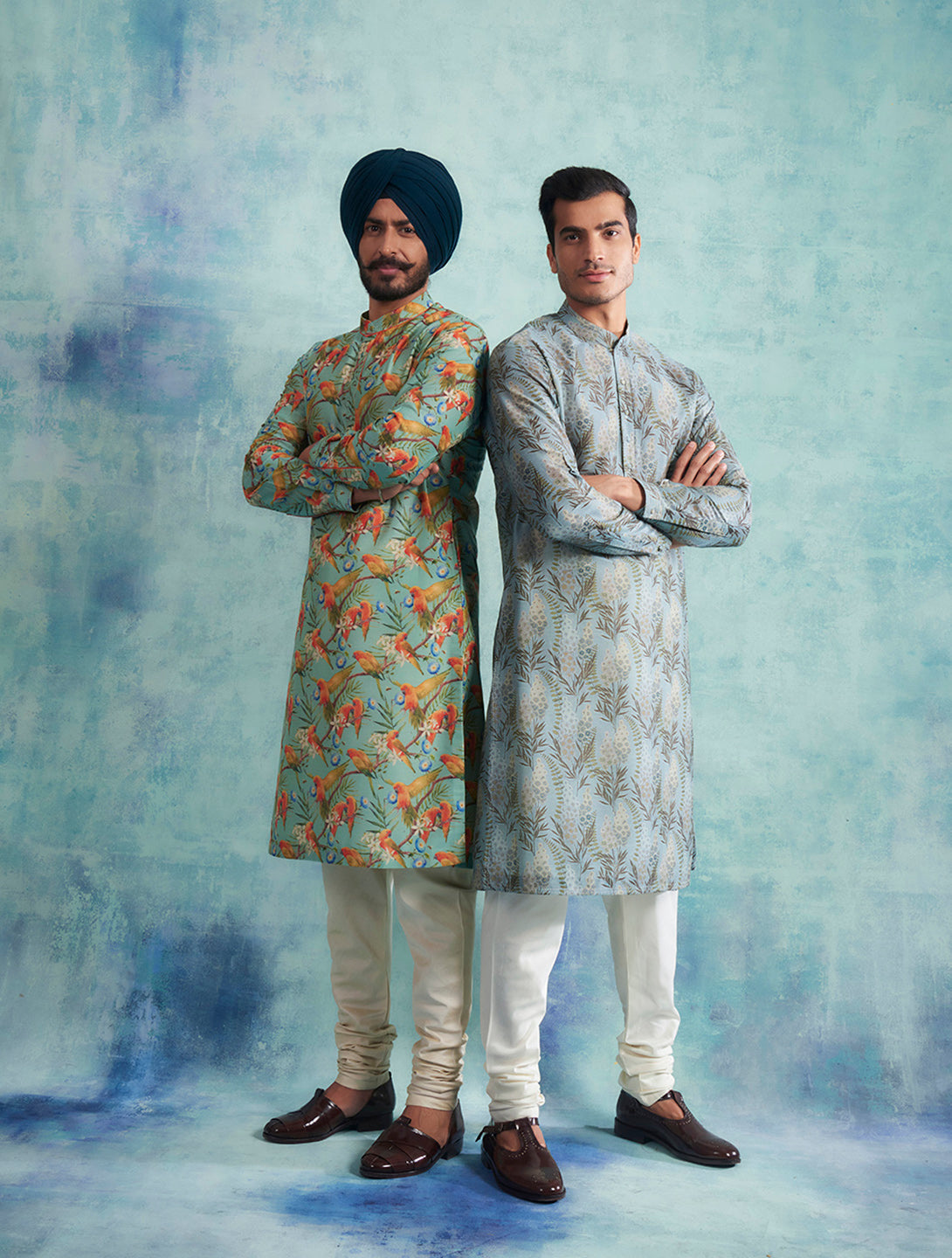 AQUA BLUE PRINTED KURTA SET 3