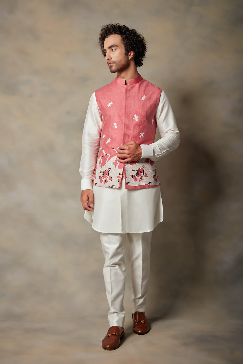 Gargee Designer's PINK APPLIQUE BUNDI SET Gargee