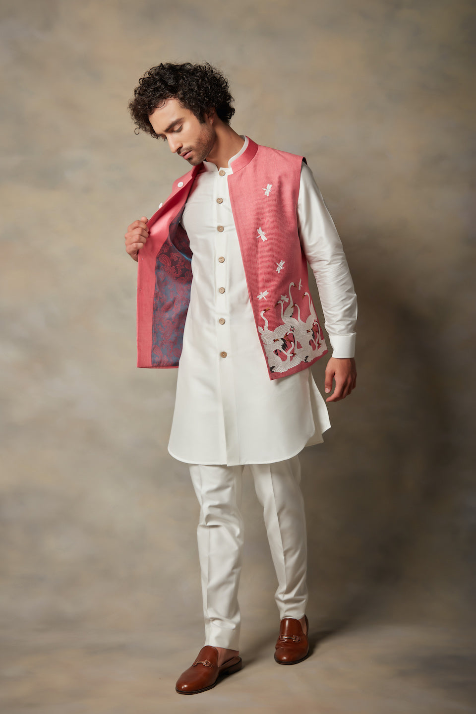Gargee Designer's PINK APPLIQUE BUNDI SET Gargee