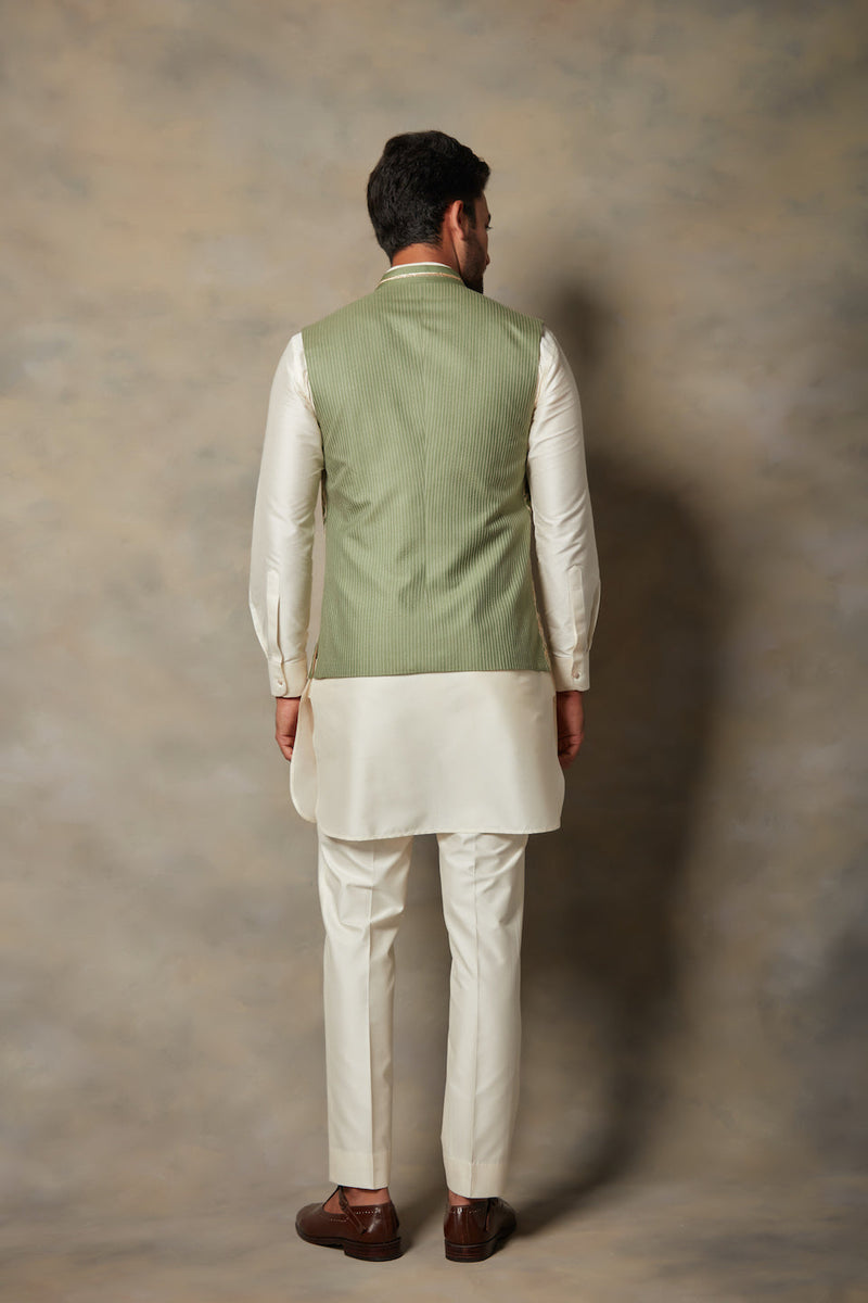Gargee Designer's GREEN APPLIQUE BUNDI SET Gargee