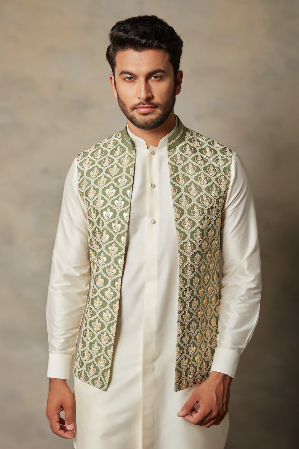 Gargee Designer's GREEN APPLIQUE BUNDI SET Gargee