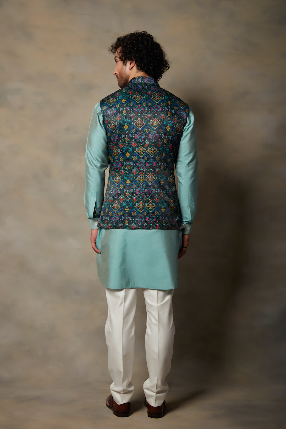 Gargee Designer's GREEN PRINTED BUNDI SET Gargee
