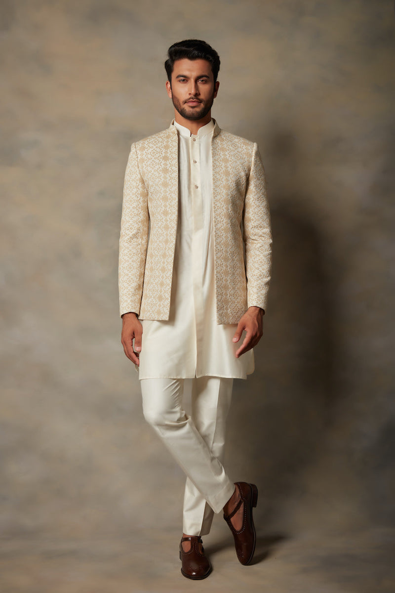 Gargee Designer's BEIGE EMBROIDERED JODHPURI SET Gargee