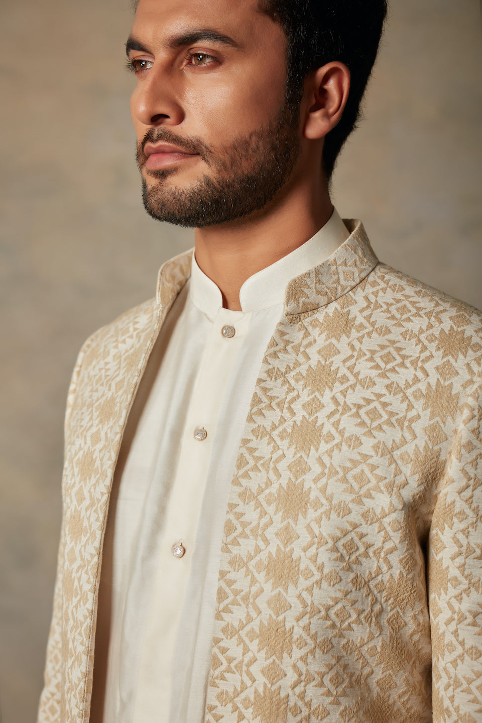 Gargee Designer's BEIGE EMBROIDERED JODHPURI SET Gargee