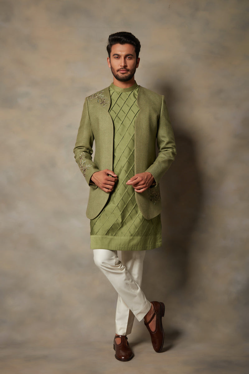 Gargee Designer's GREEN EMBROIDERED JODHPURI SET Gargee