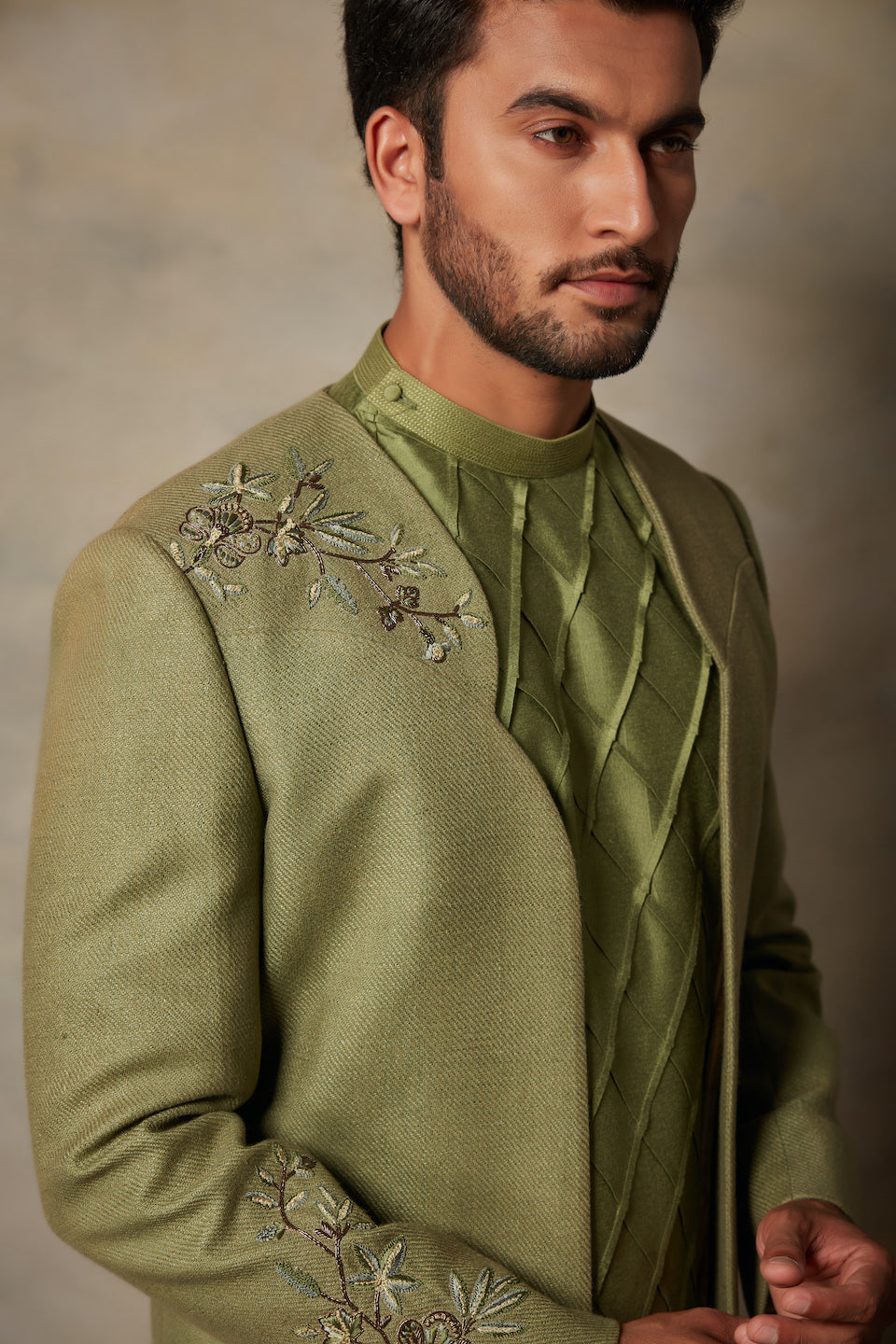 Gargee Designer's GREEN EMBROIDERED JODHPURI SET Gargee
