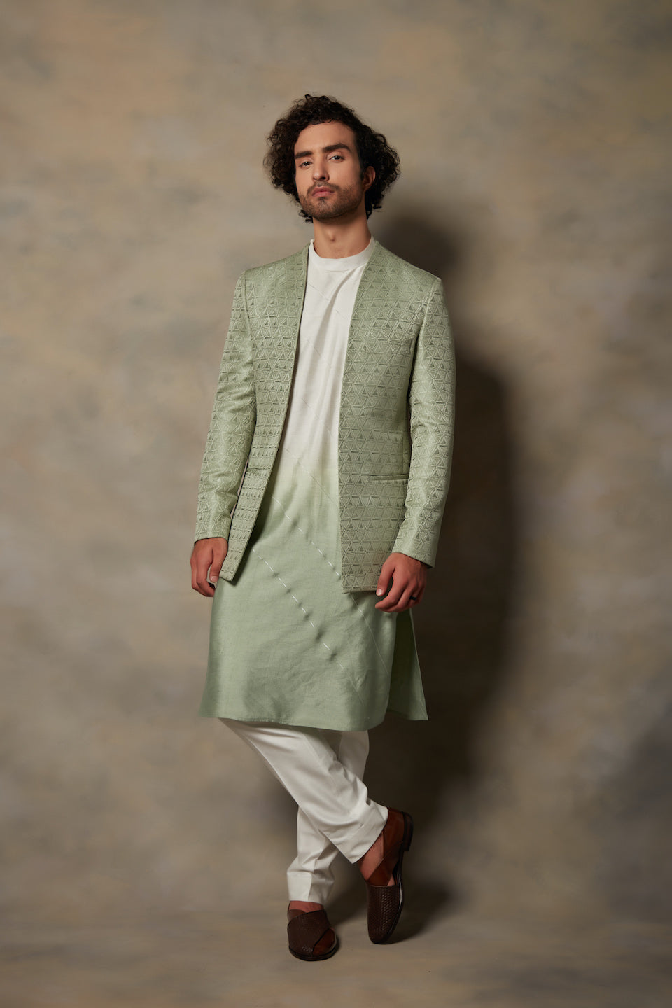 Gargee Designer's MINT TEXTURED JODHPURI SET Gargee