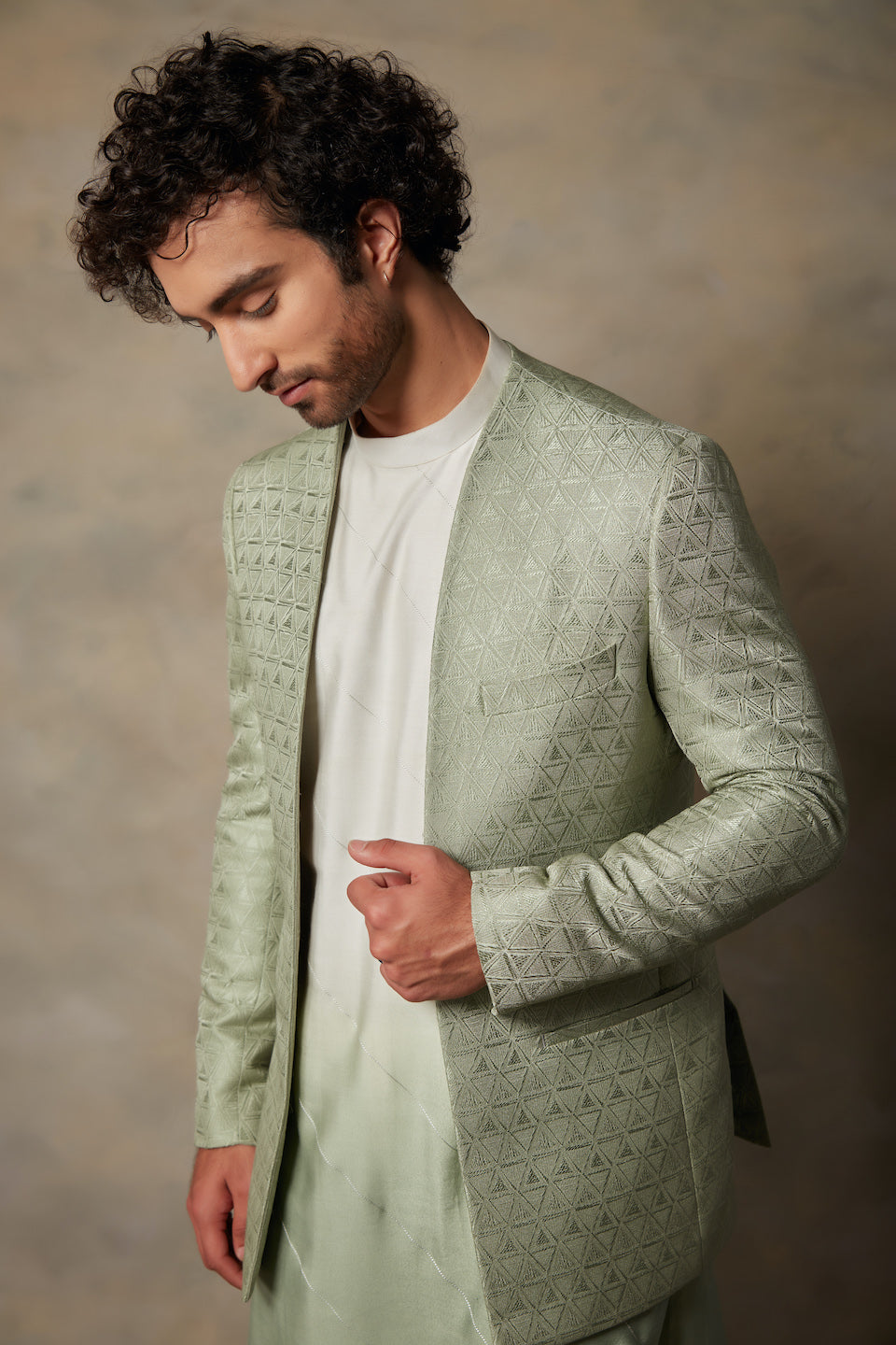 Gargee Designer's MINT TEXTURED JODHPURI SET Gargee
