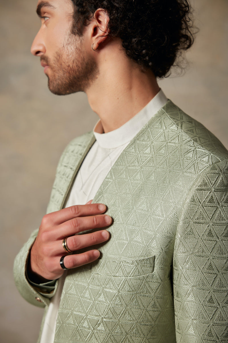 Gargee Designer's MINT TEXTURED JODHPURI SET Gargee