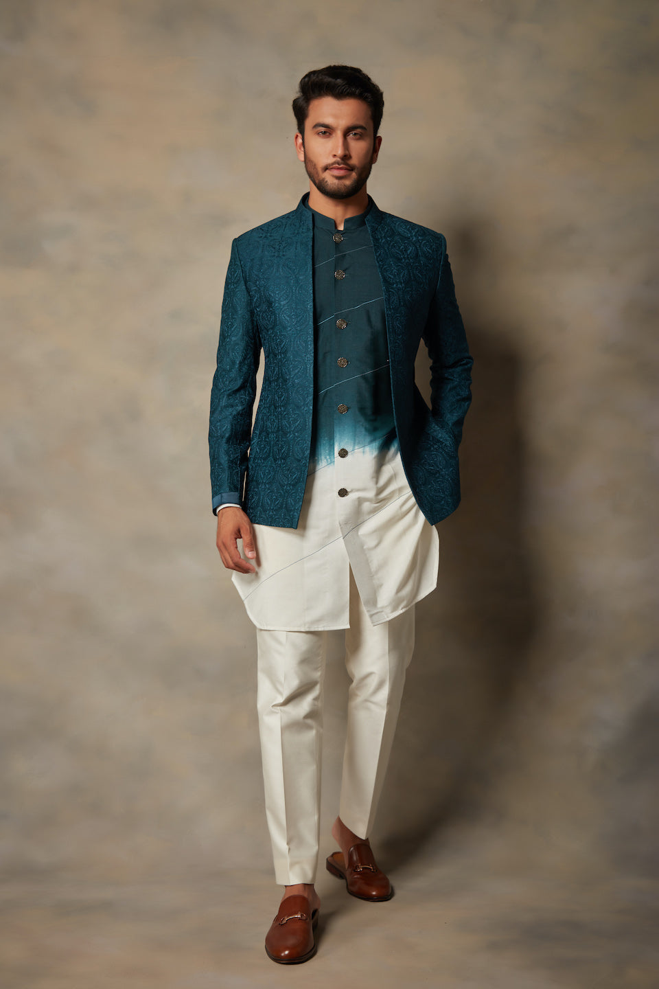 Gargee Designer's TEAL EMBROIDERED JODHPURI SET Gargee