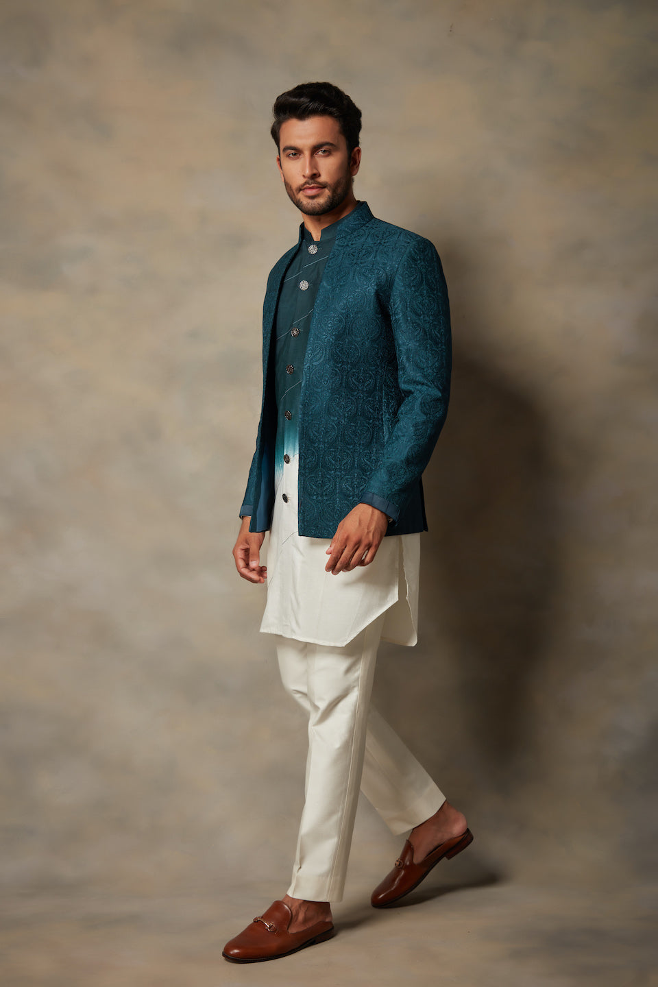 Gargee Designer's TEAL EMBROIDERED JODHPURI SET Gargee