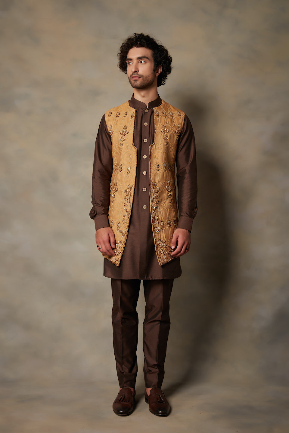 Gargee Designer's GOLD EMBROIDERED SHRUG SET Gargee