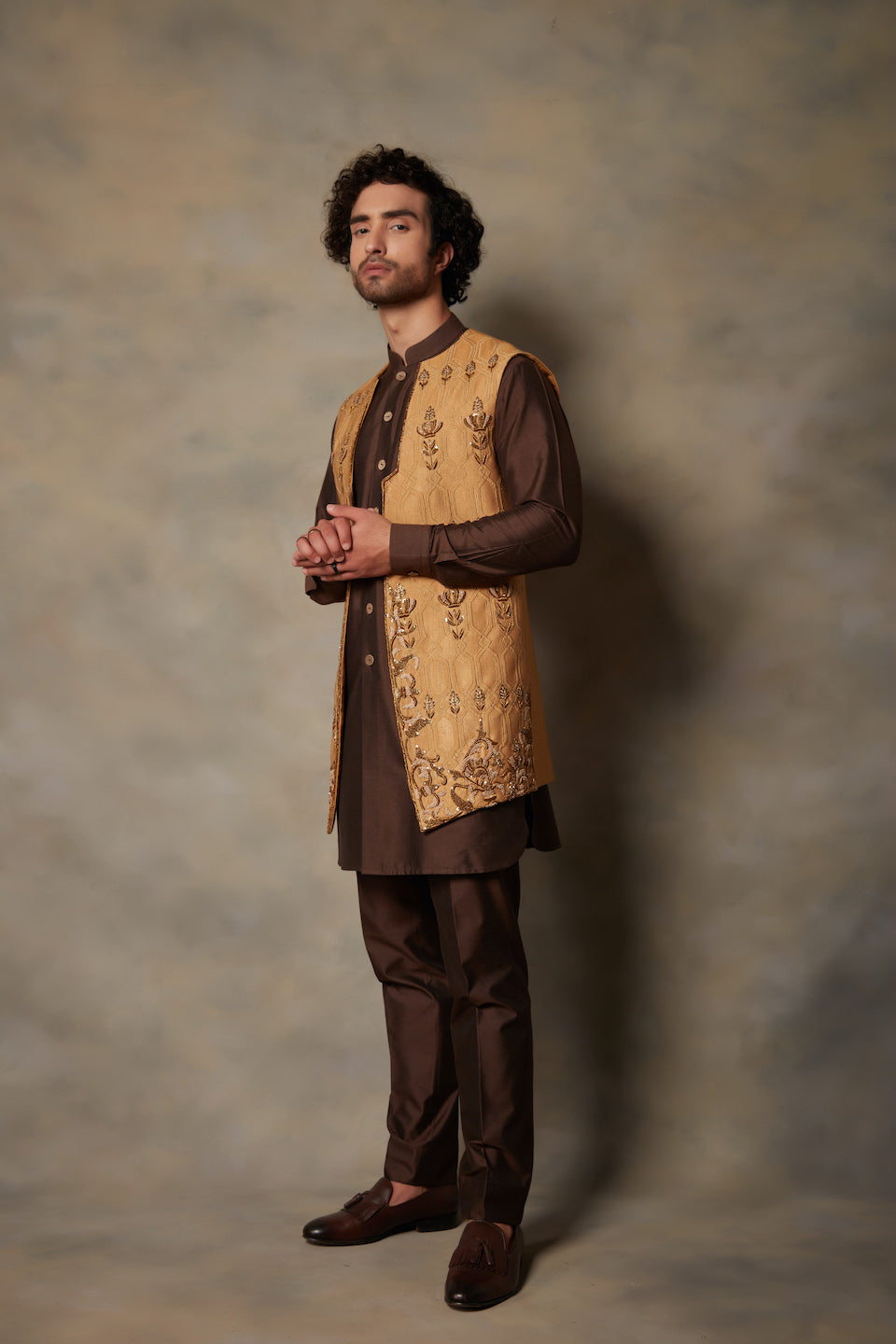 Gargee Designer's GOLD EMBROIDERED SHRUG SET Gargee