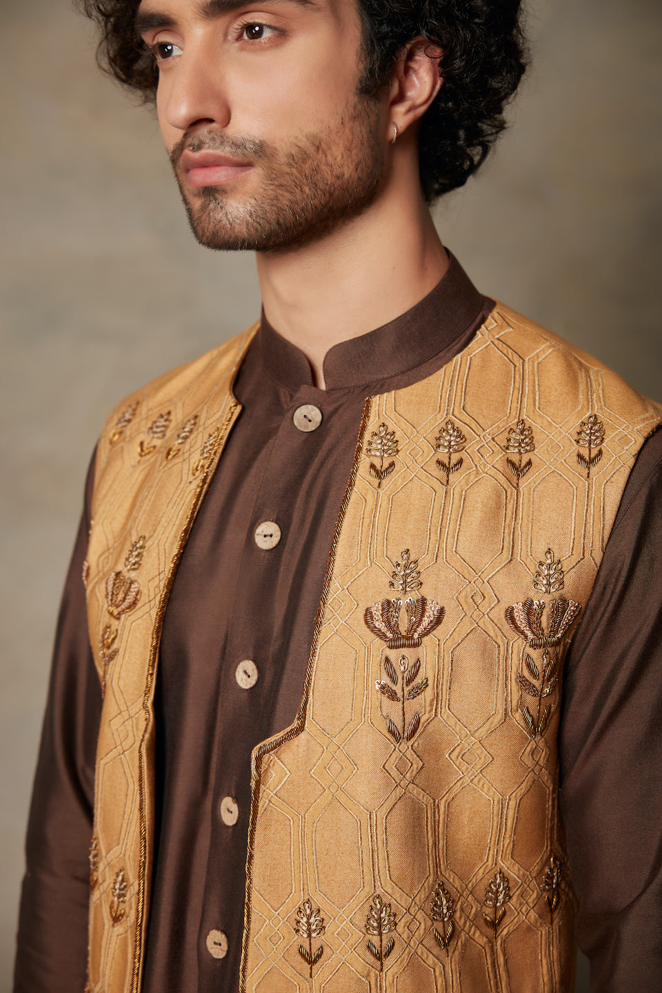 Gargee Designer's GOLD EMBROIDERED SHRUG SET Gargee