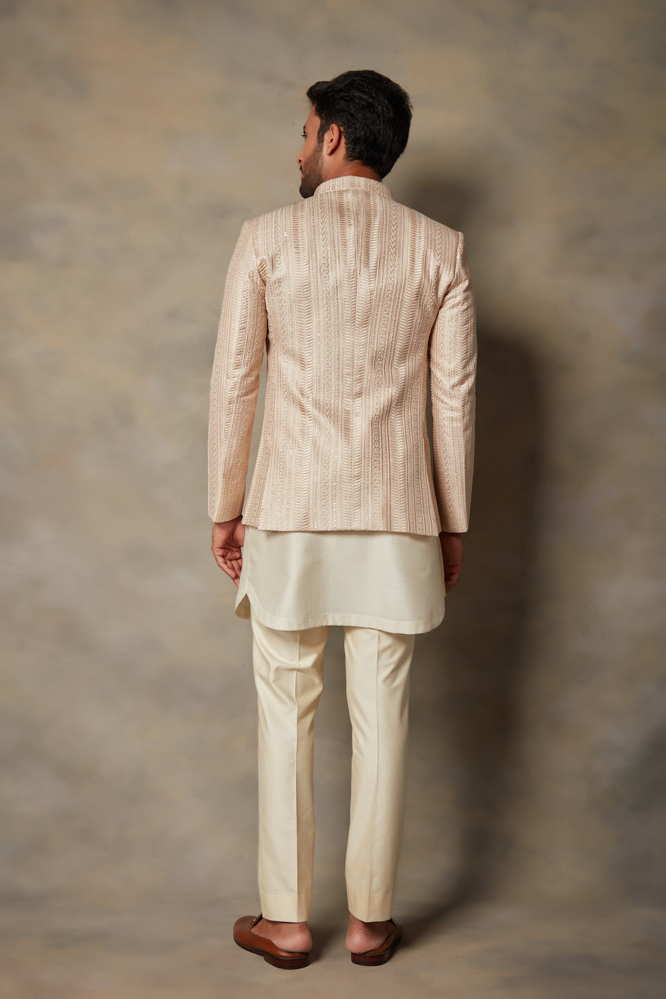 Gargee Designer's PEACH EMBROIDERED JODHPURI SET Gargee