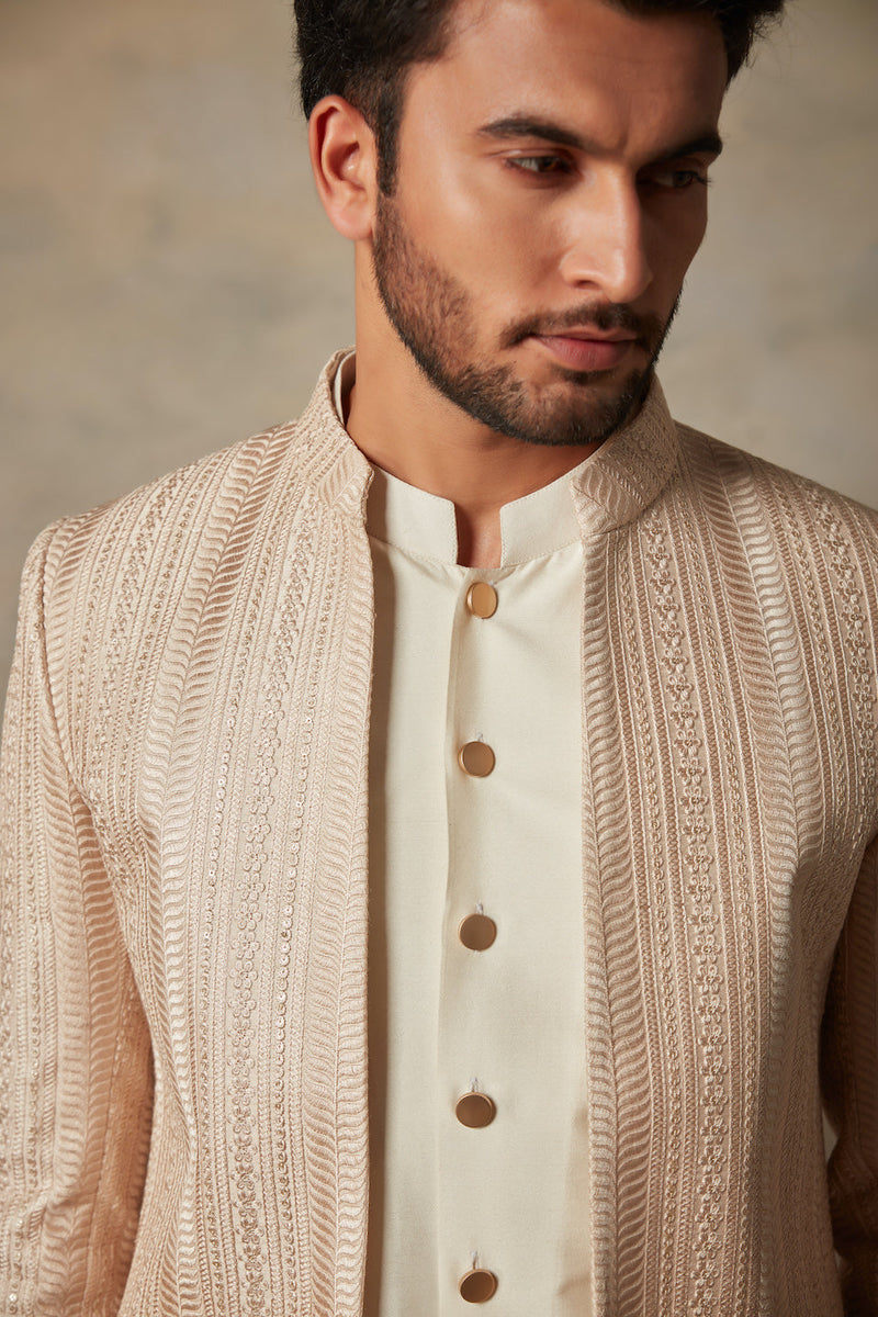 Gargee Designer's PEACH EMBROIDERED JODHPURI SET Gargee