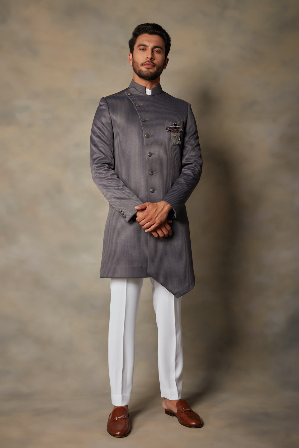 Gargee Designer's GREY TEXTURED INDO SET Gargee Designer