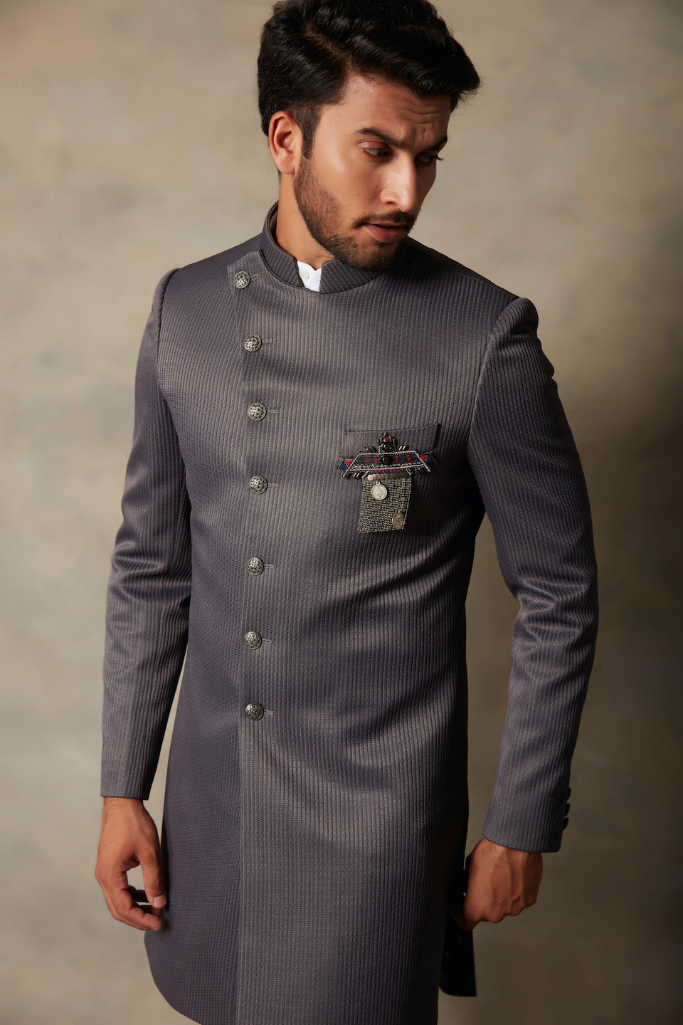 Gargee Designer's GREY TEXTURED INDO SET Gargee Designer