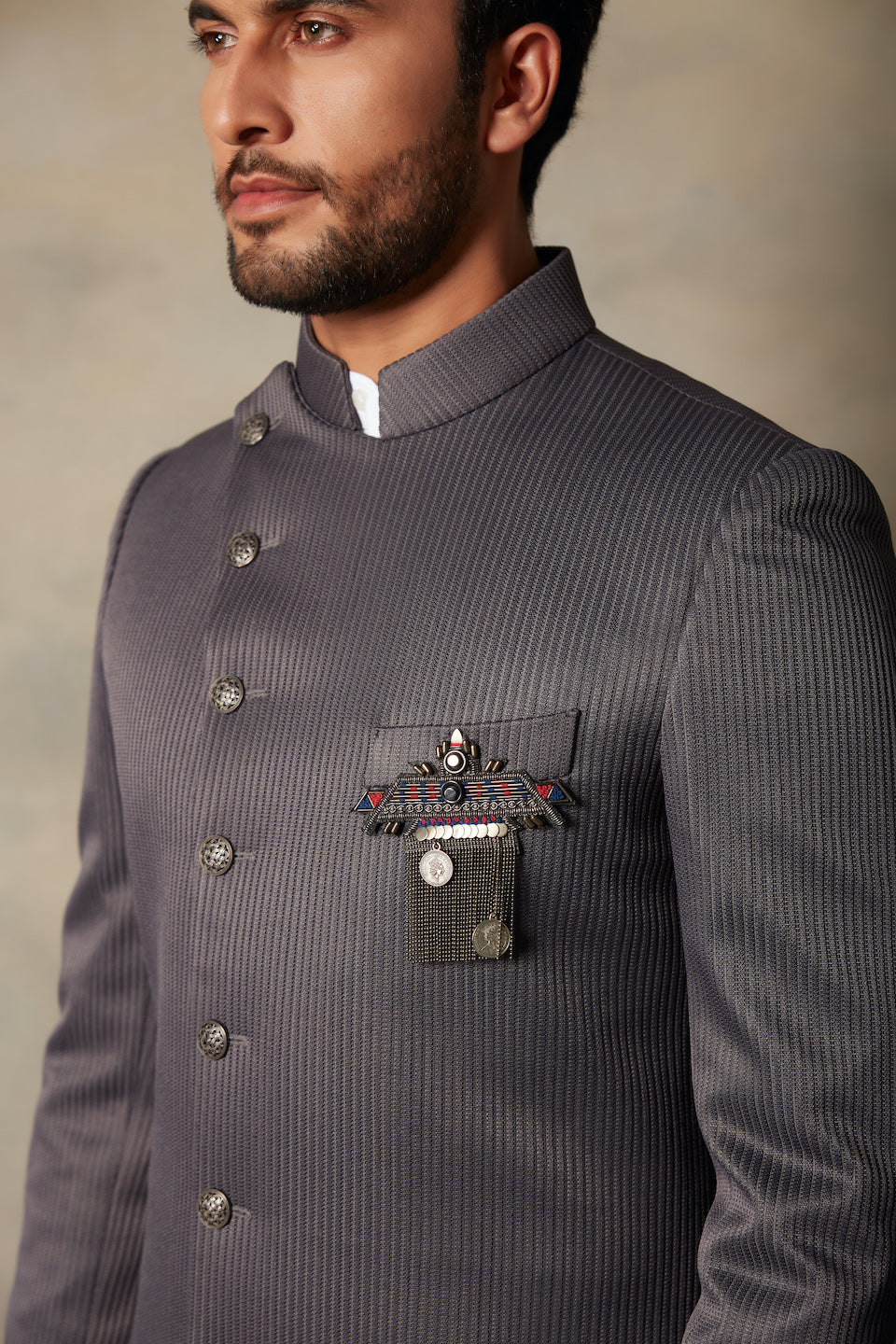 Gargee Designer's GREY TEXTURED INDO SET Gargee Designer